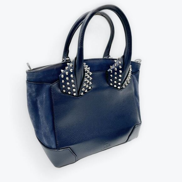 Christian Louboutin Navy Blue Top Handle Spiked 2way Eloise Tote Bag Satchel Sm - Picture 4 of 15